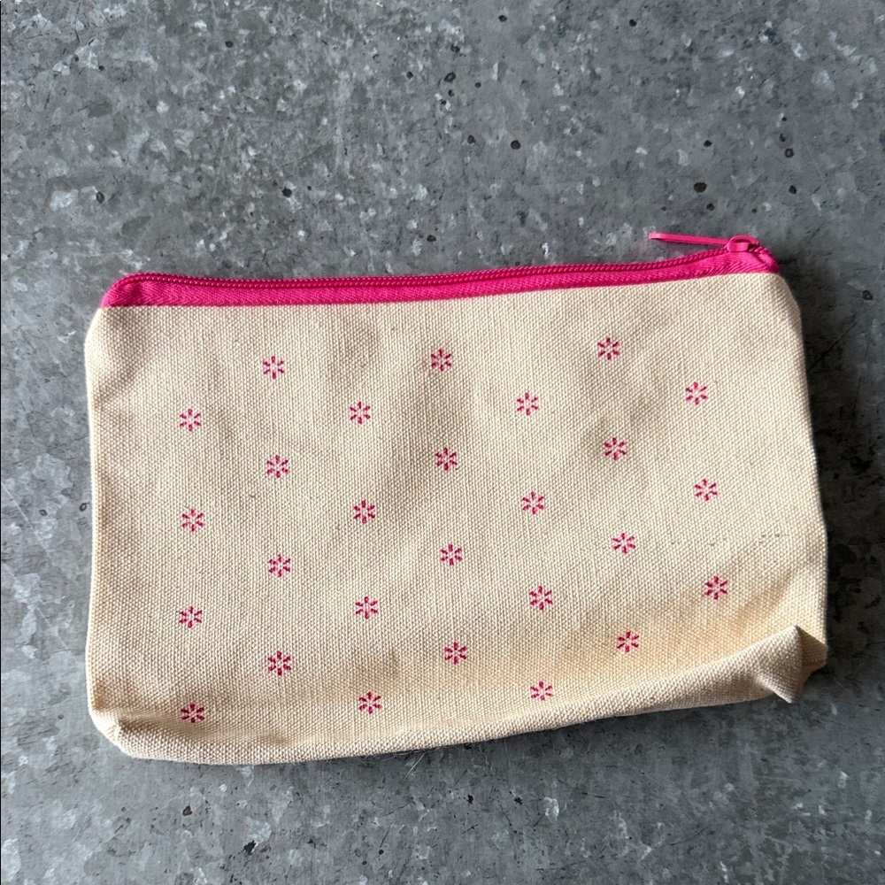 Pink Floral Canvas Pouch